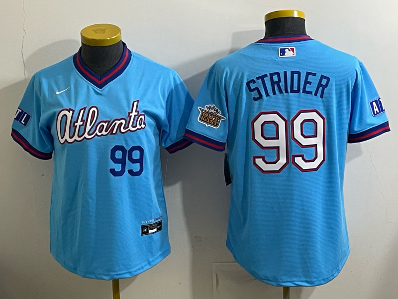 women Atlanta Braves #99 Strider blue Nike 2026 Jersey 052001->women mlb jersey->Women Jersey